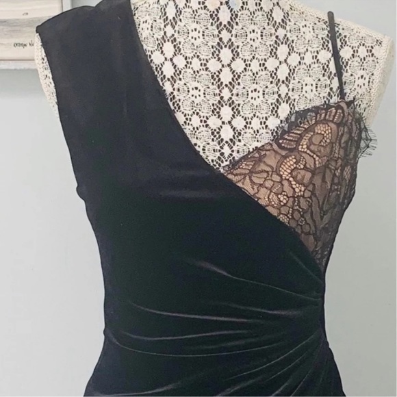 BCBGMaxazria Assymetric Velvet Gown dress long maxi prom dress wedding guest - Picture 2 of 5